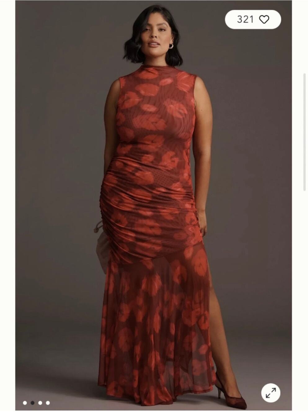 Anthropologie Elliatt Ruched Mesh Bodycon Dress Size X Large